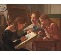 POSTERIIk Dipinti Famosi stampa tela poster Ritratto Dipinti d'arte Tres muchachas las hermanas del artista de Constantin Hansen per Decorazioni per la Casa 60x90cm