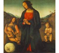 POSTERIIk Dipinti Famosi stampa tela poster Ritratto Dipinti d'arte un ángel y el pequeño san juan adorando al niño de pietro perugino per L'arredamento del Soggiorno 60x90cm