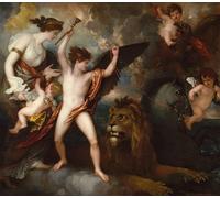 POSTERIIk Dipinti Famosi stampa tela poster Ritratto Dipinti d'arte Vincit Amor o el poder del amor en los tres elementos de Benjamin West per L'arredamento del Soggiorno 60x90cm