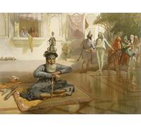 POSTERIIk Famoso Arte della tela Poster con artistiche Akalis en el Tanque Sagrado Umritsar De la India Antiguo y Moderno por William Simpson per la Decorazione Della Parete 60x90cm
