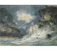 POSTERIIk Famoso Arte della tela Poster con artistiche Castillo de Dunstanburgh en una tormenta eléctrica de Girtin per Decorazioni per la Casa 60x90cm