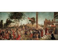 POSTERIIk Famoso Arte della tela Poster con artistiche Ciclo de la Vida de Santa Úrsula el Martirio de los Peregrinos de Vittore Carpaccio per la Decorazione Della Parete 60x90cm