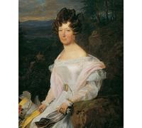 POSTERIIk Famoso Arte della tela Poster con artistiche Dama con vestido blanco frente al paisaje del bosque de Viena de Ferdinand Georg Waldmuller per Decorazioni per la Casa 60x90cm