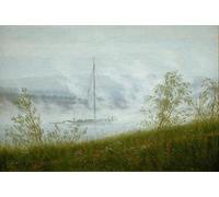 POSTERIIk Famoso Arte della tela Poster con artistiche El barco del Elba en la niebla de la mañana de Caspar David Friedrich per la Decorazione Della Parete 60x90cm
