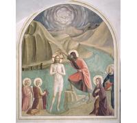 POSTERIIk Famoso Arte della tela Poster con artistiche El Bautismo de Cristo de Fra Angelico per la Decorazione Della Parete 60x90cm