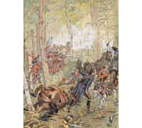 POSTERIIk Famoso Arte della tela Poster con artistiche George Washington en la batalla de Monongahela contra los franceses en julio per la Decorazione Della Parete 60x90cm