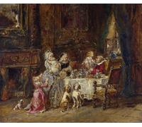 POSTERIIk Famoso Arte della tela Poster con artistiche Isabey Louis Gabriel Eugene El cumpleaños del abuelo Óleo sobre madera de Louis Eugene Gabriel Isabey per L'arredamento del Soggiorno 60x90cm