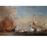 POSTERIIk Famoso Arte della tela Poster con artistiche Piratas atacando un barco de labritánica de Willem Van De Velde el per la Decorazione Della Parete 60x90cm