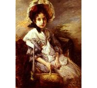 POSTERIIk Famoso Arte della tela Poster con artistiche Retrato de una niña sentada en un paisaje de Jacques Emile Blanche per Decorazioni per la Casa 60x90cm