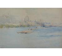 POSTERIIk Famoso Arte della tela Poster con artistiche San Pablo desde el río Támesis Arthur Streeton per la Decorazione Della Parete 60x90cm