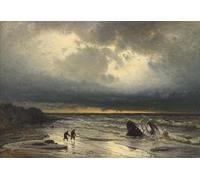 POSTERIIk Famoso Arte della tela Poster con artistiche Schiffbruch de Hermann Wilhelm Benjamin Eschk per Decorazioni per la Casa 60x90cm