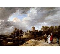 POSTERIIk Famoso Arte della tela Poster con artistiche un castillo y sus propietarios de David Teniers el per la Decorazione Della Parete 60x90cm