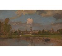 POSTERIIk Famoso Arte Dipinto Pittura Astratta Desde el río con la iglesia de Cristo en primer plano por Mallord William Turner per la Decorazione Della Parete 60x90cm