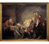 POSTERIIk Famoso Arte Dipinto Pittura Astratta el pastel de una familia compartiendo el pastel en la fiesta de la Epifanía Pintura de Jean Baptiste Greuze per la Decorazione Della Parete 60x90cm