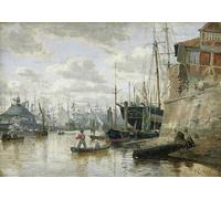 POSTERIIk Famoso Arte Dipinto Pittura Astratta la cabaña de troncos en el puerto de Hamburgo por Valentin Ruths per Decorazioni per la Casa 60x90cm