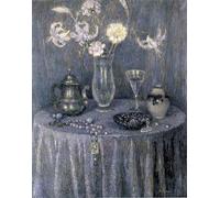POSTERIIk Famoso Arte Dipinto Pittura Astratta la mesa Grey Harmony de Henri Le Sidaner per Decorazioni per la Casa 60x90cm