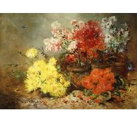POSTERIIk Famoso Arte Dipinto Pittura Astratta Margaritas begonias y otras flores en macetas de Eugene Henri Cauchois per Decorazioni per la Casa 60x90cm
