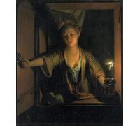 POSTERIIk Famoso Arte Dipinto Pittura Astratta Una chica en la ventana de Godfried Schalcken per L'arredamento del Soggiorno 60x90cm