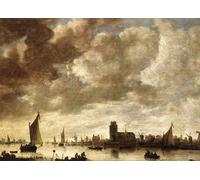 POSTERIIk Famoso Arte Dipinto Pittura Astratta Vista del Merwede antes de Dordrecht por Jan Van Goyen per Decorazioni per la Casa 60x90cm
