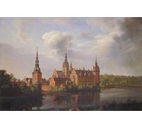 POSTERIIk Famoso Murale Tela Vintage Quadri Castillo de Frederiksborg por Johan Christian Dahl per Decorazioni per la Casa 60x90cm