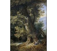 POSTERIIk Famoso Murale Tela Vintage Quadri Descanso en la huida a Egipto de Jan the Elder Brueghel per Decorazioni per la Casa 60x90cm