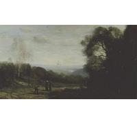 POSTERIIk Famoso Murale Tela Vintage Quadri en la colina de arriba de Jean Baptiste Camille Corot per L'arredamento del Soggiorno 60x90cm