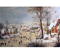 POSTERIIk Famoso Murale Tela Vintage Quadri Paisaje invernal con trampa para pájaros de Pieter Brueghel el per la Decorazione Della Parete 60x90cm