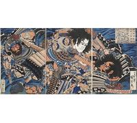 POSTERIIk Famoso Murale Tela Vintage Quadri Sanada No Yoichi Yoshihisa y Matano No Goro Kagehisa por Utagawa Kuniyoshi per L'arredamento del Soggiorno 60x90cm