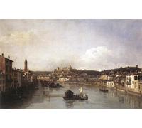 POSTERIIk Famoso Murale Tela Vintage Quadri Vista de Verona y el río Adige de Bernardo Bellotto per L'arredamento del Soggiorno 60x90cm