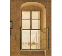 POSTERIIk Famoso Murale Tela Vintage Quadri Vista desde la ventana derecha del estudio del artista - Caspar David Friedrich per la Decorazione Della Parete 60x90cm