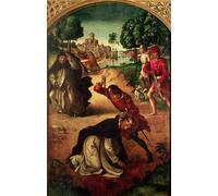 POSTERIIk Famoso Pittura Immagine Tela Dipinti d'arte graffiti Asesinato de San Pedro de Verona por Pedro Berruguete per Decorazioni per la Casa 60x90cm