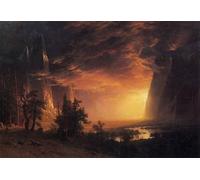 POSTERIIk Famoso Pittura Immagine Tela Dipinti d'arte graffiti Atardecer en el valle de Yosemite de Albert Bierstadt per la Decorazione Della Parete 60x90cm