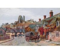 POSTERIIk Famoso Pittura Immagine Tela Dipinti d'arte graffiti Castillo y pueblo de Corfe por Alfred Robert Quinton per la Decorazione Della Parete 60x90cm
