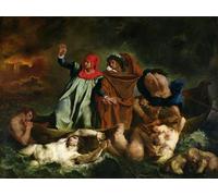POSTERIIk Famoso Pittura Immagine Tela Dipinti d'arte graffiti Dante y Virgilio en el inframundo de Ferdinandeugene Delacroix per la Decorazione Della Parete 60x90cm