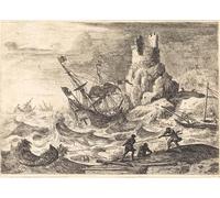 POSTERIIk Famoso Pittura Immagine Tela Dipinti d'arte graffiti el naufragio de Claude Lorrain per L'arredamento del Soggiorno 60x90cm