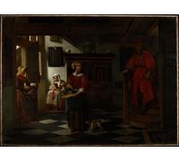 POSTERIIk Famoso Pittura Immagine Tela Dipinti d'arte graffiti El vendedor de espárragos de Pieter De Hooch per la Decorazione Della Parete 60x90cm