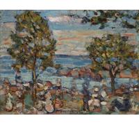 POSTERIIk Famoso Pittura Immagine Tela Dipinti d'arte graffiti Escena de playa con dos árboles de Maurice Brazil Prendergast per L'arredamento del Soggiorno 60x90cm