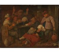 POSTERIIk Famoso Pittura Immagine Tela Dipinti d'arte graffiti Gente pobre bebiendo en una taberna de Adriaen Brouwer per L'arredamento del Soggiorno 60x90cm