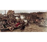 POSTERIIk Famoso Pittura Immagine Tela Dipinti d'arte graffiti La conquista de Siberia por Yermak en por Vasily Ivanovic Surikov per L'arredamento del Soggiorno 60x90cm