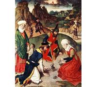 POSTERIIk Famoso Pittura Immagine Tela Dipinti d'arte graffiti la Recolección del Mannadetalle del Retablo del Santísimo Sacramento Dirck Bouts per Decorazioni per la Casa 60x90cm