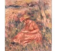 POSTERIIk Famoso Pittura Immagine Tela Dipinti d'arte graffiti Mujer sentada sobre la hierba de Pierre Auguste Renoir per L'arredamento del Soggiorno 60x90cm