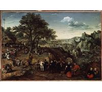POSTERIIk Famoso Pittura Immagine Tela Dipinti d'arte graffiti Paisaje con una pintura de fiesta campestre de Lucas Van Valckenborch per Decorazioni per la Casa 60x90cm