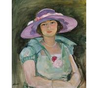 POSTERIIk Famoso Pittura Immagine Tela Dipinti d'arte graffiti Retrato de Marthe Lebasque con un sombrero morado de Henri Lebasque per Decorazioni per la Casa 60x90cm