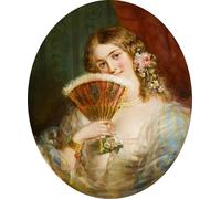 POSTERIIk Famoso Pittura Immagine Tela Dipinti d'arte graffiti Retrato de una dama con abanico de William Powell Frith per Decorazioni per la Casa 60x90cm