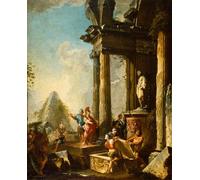 POSTERIIk Famoso stampa tela poster Ritratto Dipinti d'arte Alejandro Magno en la tumba de Aquiles de Paolo Pannini per la Decorazione Della Parete 60x90cm