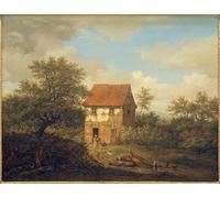 POSTERIIk Famoso stampa tela poster Ritratto Dipinti d'arte C Lote de Morgenstern en el castillo de Born en las montañas Taunus por Carl Morgenstern per Decorazioni per la Casa 60x90cm