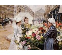 POSTERIIk Famoso stampa tela poster Ritratto Dipinti d'arte El vendedor de flores Avenue De L'Opera Paris de Louis Marie De Marie De Schryver per la Decorazione Della Parete 60x90cm