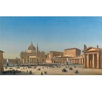 POSTERIIk Famoso stampa tela poster Ritratto Dipinti d'arte la Bendición de Pío Ix en la Plaza de San Pedro por Ippolito Caffi per Decorazioni per la Casa 60x90cm