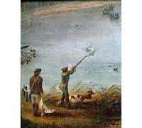 POSTERIIk Famoso stampa tela poster Ritratto Dipinti d'arte la caza de fochas de Fernando I de las Dos Sicilias en el lago Fusaro cerca de Nápoles por Jacob Hackert per Decorazioni per la Casa 60x90cm