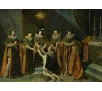 POSTERIIk Famoso stampa tela poster Ritratto Dipinti d'arte Luis XIII recibiendo a Henri D'orleans Duc De Longueville en la Orden por Philippe De Champaigne per Decorazioni per la Casa 60x90cm